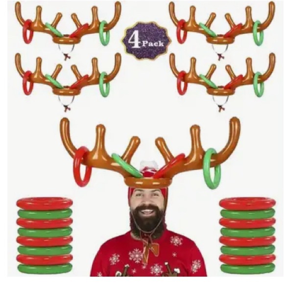 Inflatable Reindeer Antler Ring Toss Game Set - Picture 2 of 9